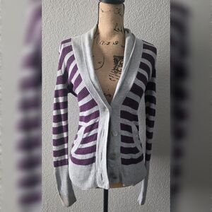 VINTAGE American Eagle Purple & Gray Knit Cardigan - Size S - Grunge Vibe